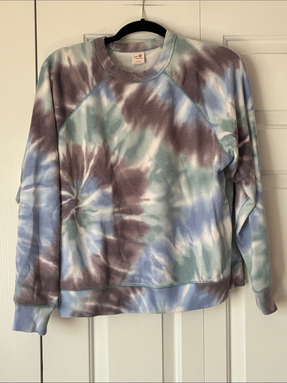 Secret Treasures Tie-Dye Crewneck Sweatshirt - Blue, Green & Purple